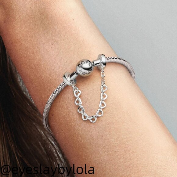 Pandora Linked Hearts Safety Chain - Picture 2 of 4